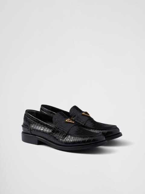 Prada Croco-print leather loafers