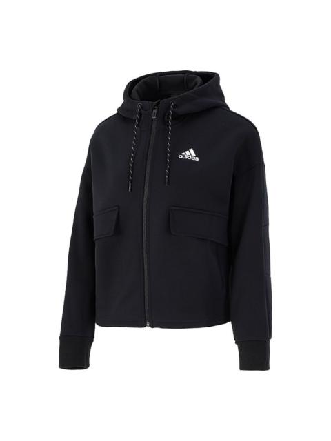 (WMNS) adidas Sports Running Training Knit Black Jacket H07375