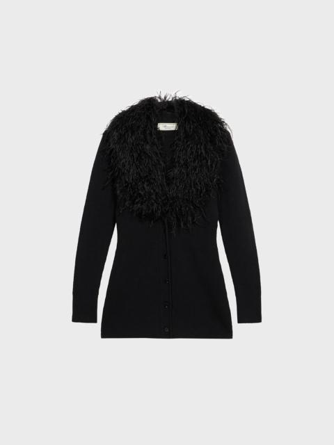 Blumarine WOOL CARDIGAN WITH FEATHER COLLAR