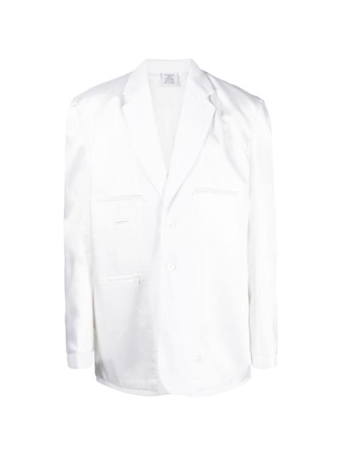 single-breasted shoulder-pads cotton blazer