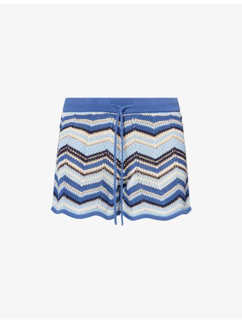 DEVON WINDSOR Solene Chevron-Stripe Knitted Shorts