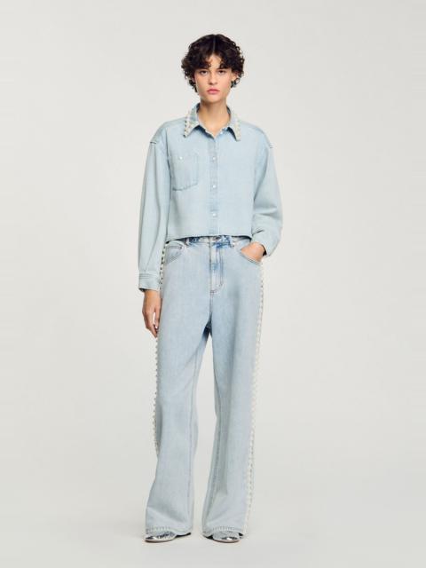 Sandro DENIM SHIRT WITH BEADED COLLAR