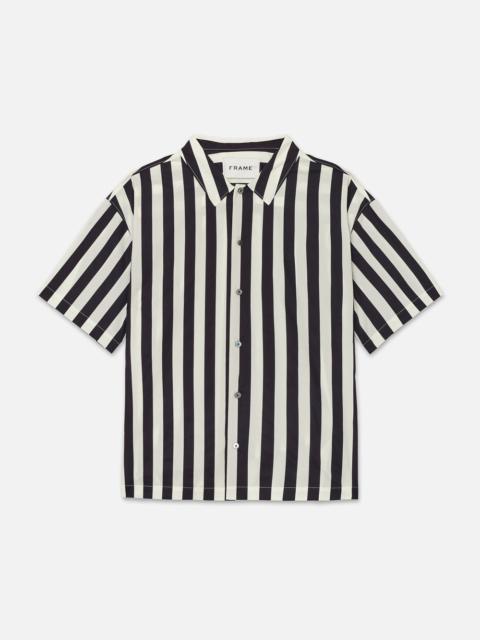 Camp Collar Shirt in Navy Stripe