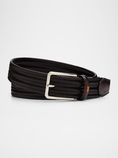 Santoni Men's Woven Leather Belt