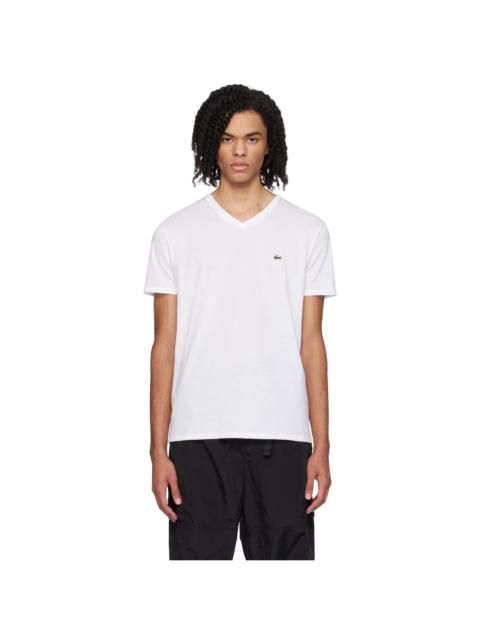 LACOSTE 로고 잡아당기기 V 목 T 셔츠
