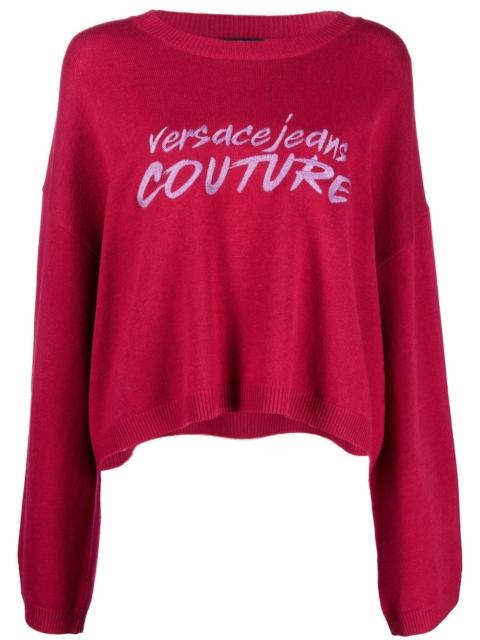 VERSACE JEANS COUTURE embroidered-logo wide-sleeve jumper