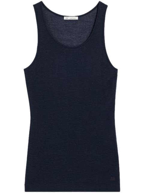 AMI Paris logo-embroidered cotton-blend top