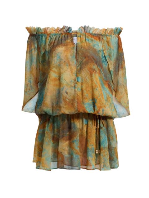 MISA Women's Nila Printed Off-The-Shoulder Minidress - Halcyon Fresco