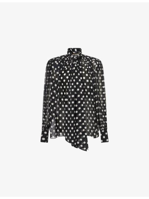 KHAITE Vali Dot-Print Silk Top