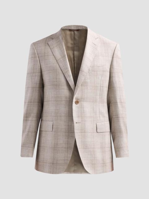 Canali Men's Abstract Plaid Wool-Silk-Linen Sport Coat - Beige