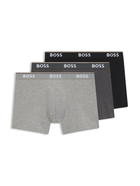 BOSS THREE-PACK OF STRETCH-COTTON BOXER BRIEFS WITH LOGOS
