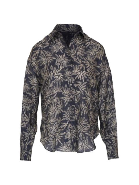 floral-print silk shirt