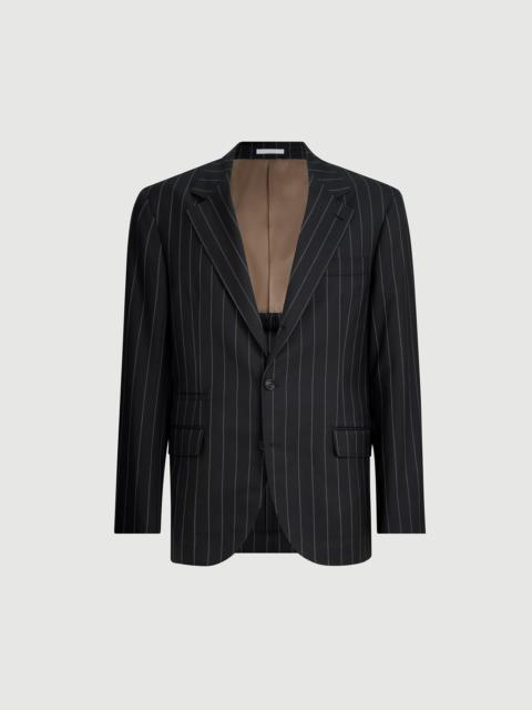 Brunello Cucinelli Super 150s virgin wool wide chalk stripe batavia blazer