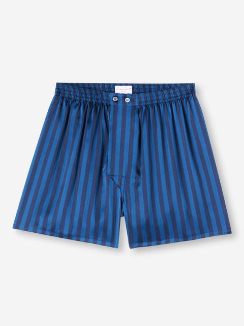 Derek Rose Men's Classic Fit Boxers Brindisi 92 Silk Satin Navy