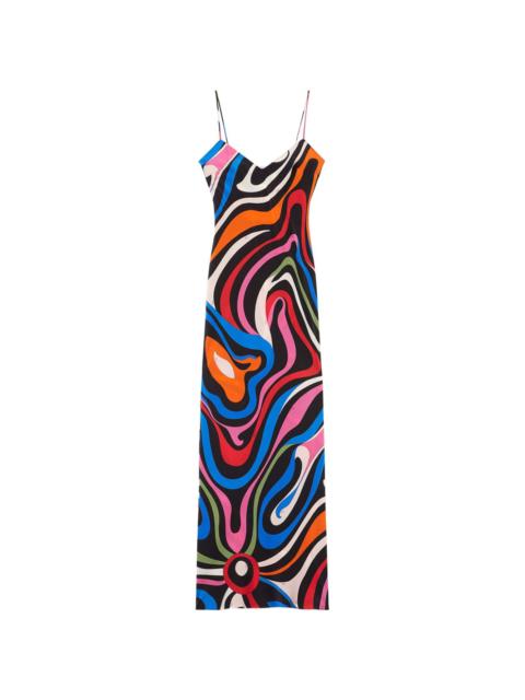 Marmo-print silk dress