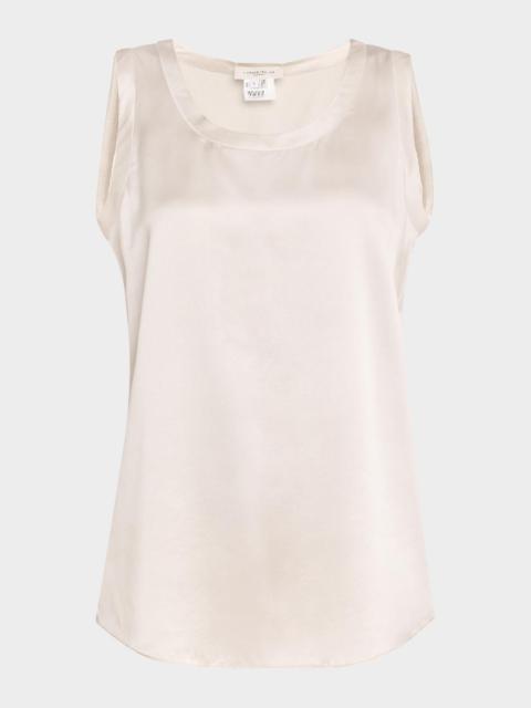 Lafayette 148 New York Perla Luxe Reversible Silk Charmeuse Shell