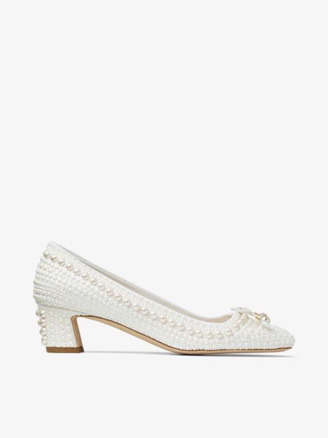 Elme 45
White Pearl Embellished Satin Pumps