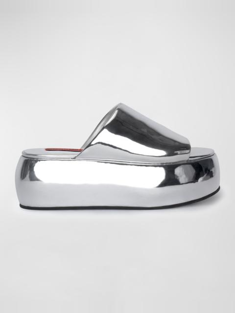 SIMONMILLER Cloudy Vegan Metallic Platform Slide Sandals