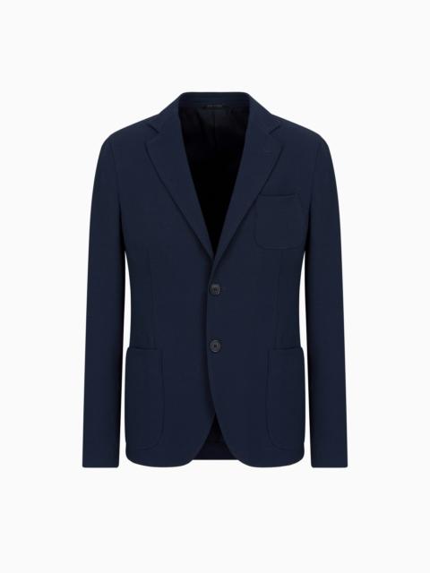 GIORGIO ARMANI Single-breasted, stretch plain-knit wool seersucker jacket