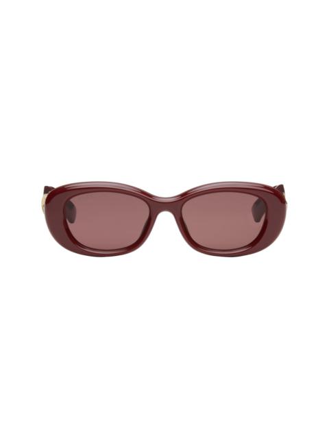 GUCCI Burgundy GG Oval Sunglasses