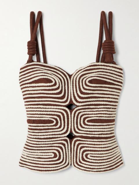 ANDRES OTALORA Marea Knotted Embroidered Linen Top