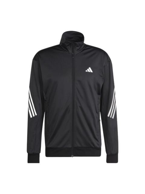 adidas adidas 3-Stripes Knit Tennis Jacket 'Black White' HT7176