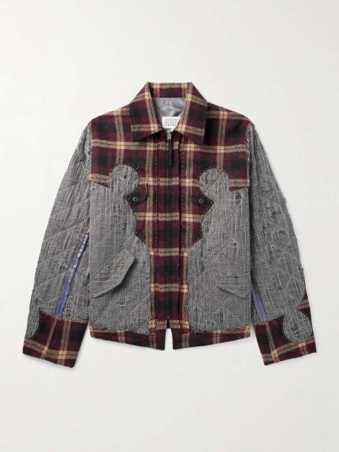 Maison Margiela + Pendleton Embroidered Patchwork Checked Wool and Cotton Bomber Jacket