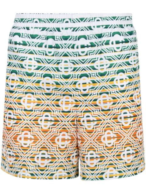 CASABLANCA monogram-pattern striped swimming trunks