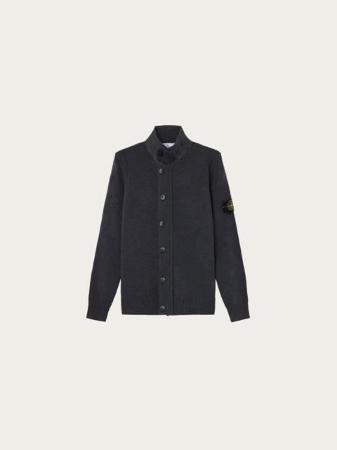 Stone Island Lambswool Zip-Up Jumper - Melange Lead
