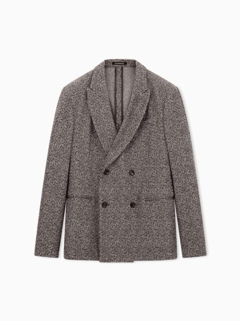 EMPORIO ARMANI BLAZER IN A TEXTURED COTTON MOULINÉ JERSEY WITH POCKETS