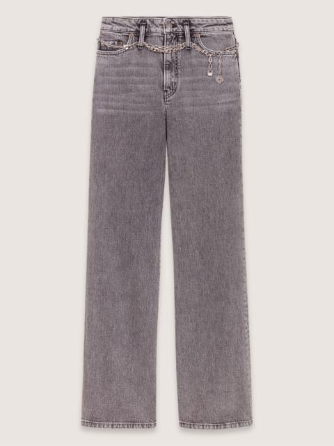 maje Wide-leg jeans with chain-link belt