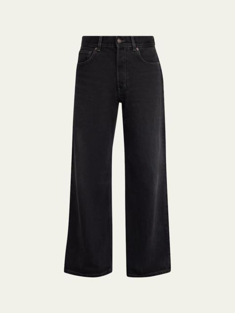 JEANERICA Men's Black Denim Wide-Leg Jeans