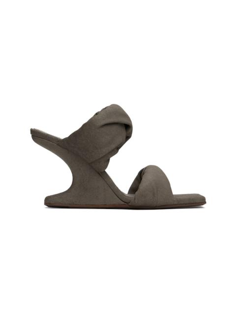 Rick Owens Gray Porterville Cantilever 8 Twisted Heeled Sandals