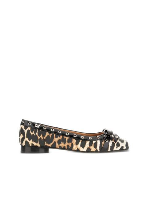 GANNI leopard-print ballerina shoes