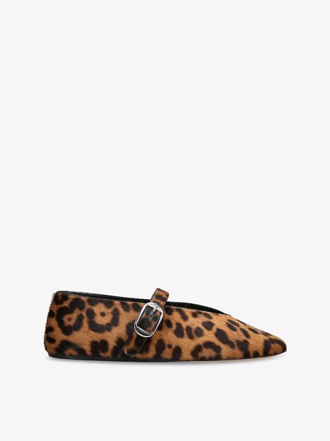 Stella Leopard-Pattern Calf-Hair Ballet Flats