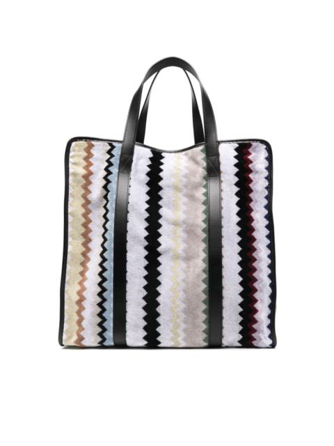 zigzag-woven tote bag