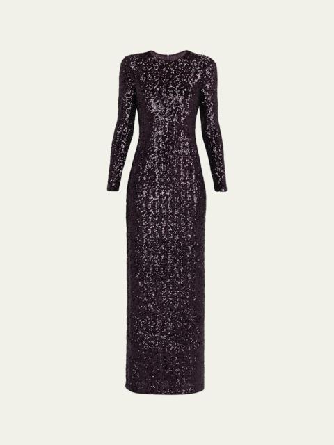 MICHAEL KORS COLLECTION Stretch Sequined Long-Sleeve Gown