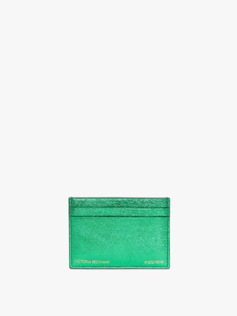 Victoria Beckham Card Holder In Metallic Green Leather