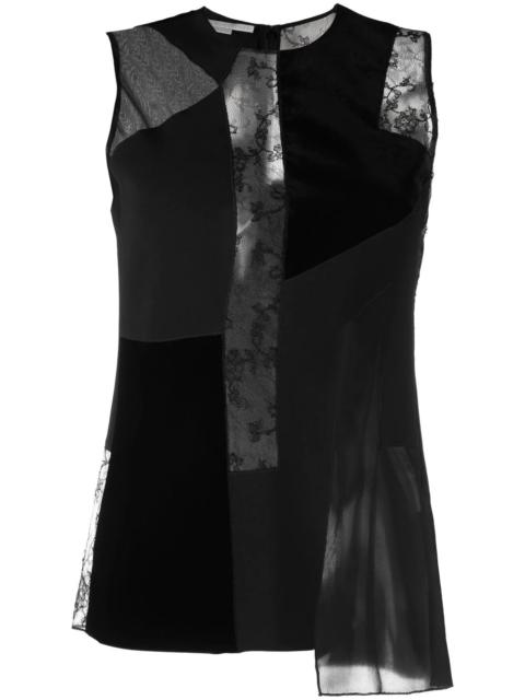 Stella McCartney patchwork lace-detail velvet top
