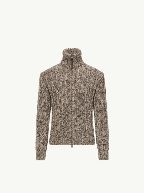 Moncler Wool Blend Bouclé Zip-Up Cardigan