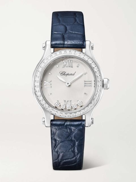 Chopard Happy Sport 25mm stainless steel, alligator and diamond watch