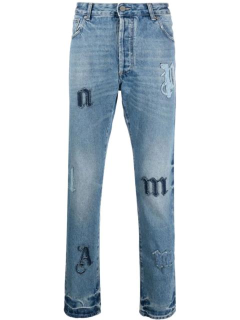 Palm Angels PALM ANGELS MEN LW Logo Patch Regular Fit Denim Jeans Light Blue