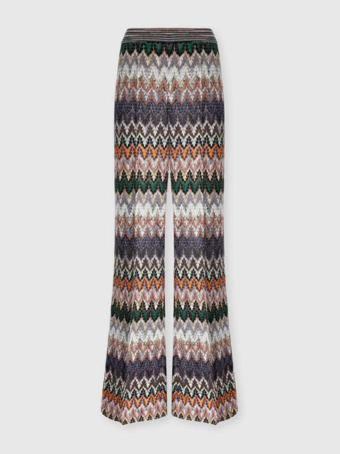 Missoni Wide Viscose and Cotton Lamé Trousers with Lace Motif