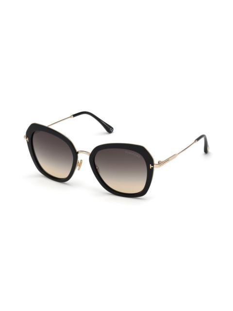 TOM FORD Kenyan 54mm Gradient Round Sunglasses in Black/Grey at Nordstrom