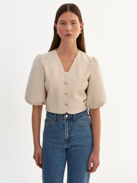 LAMARQUE FRANKA | Balloon Sleeve Leather Blouse