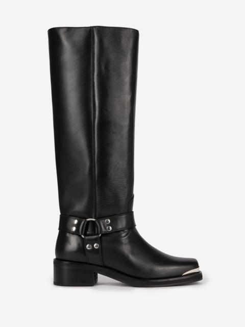 The Kooples BLACK LEATHER STRAP BOOTS
