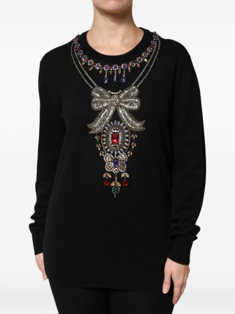 Dolce & Gabbana crystal-embellished virgin-wool sweater