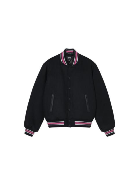 Stussy S Talk Melton Varsity Jacket 'Black' 115665