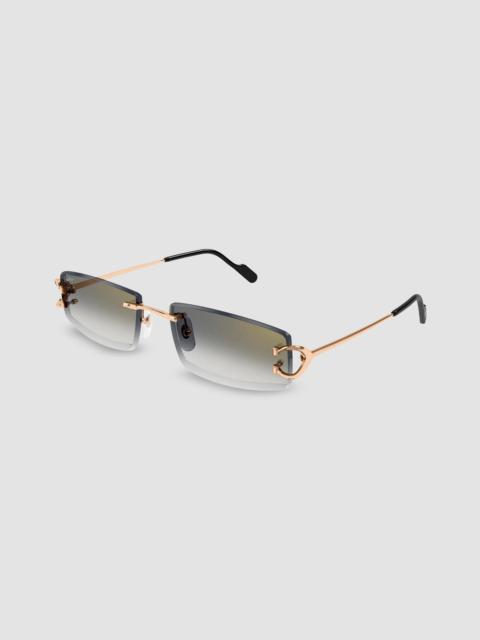Cartier Women's Motifs De 56MM Décor C Classique Rose Gold-Plated Rectangular Sunglasses - Gold