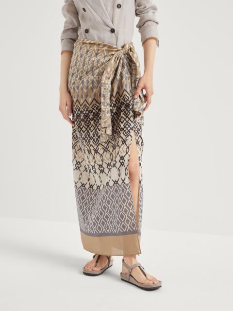 Brunello Cucinelli Cotton ethnic print gauze sarong skirt